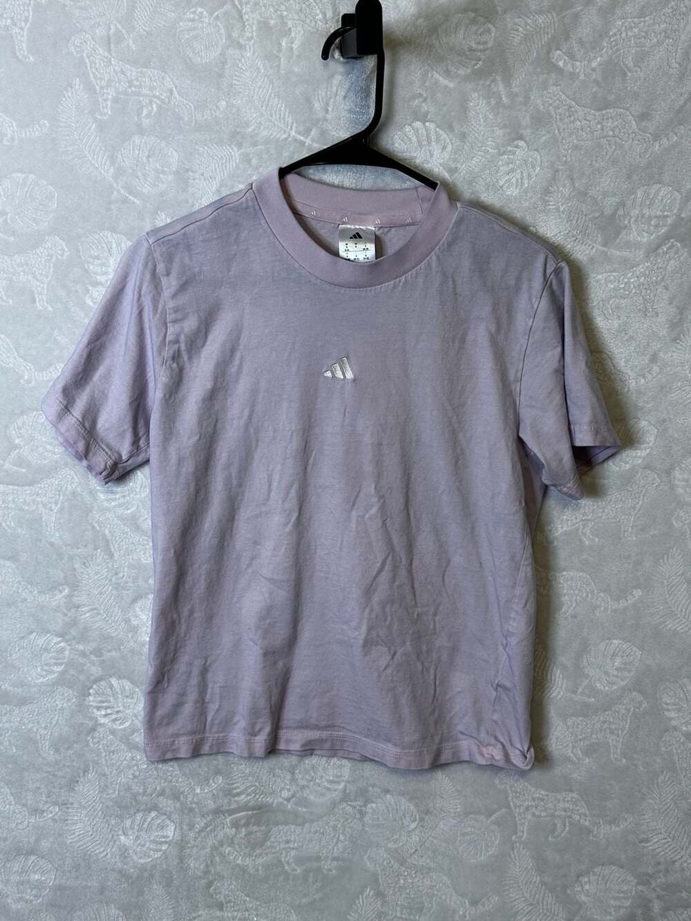 Adidas Women's Small Lavender Embroidered Logo Crewneck T-Shirt